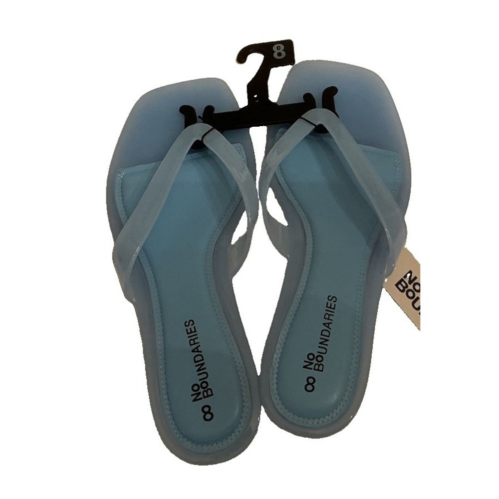 No Boundaries Women's - Size 8 - Blue Kitten Heel Jelly Flip Flop Sandals - NWT